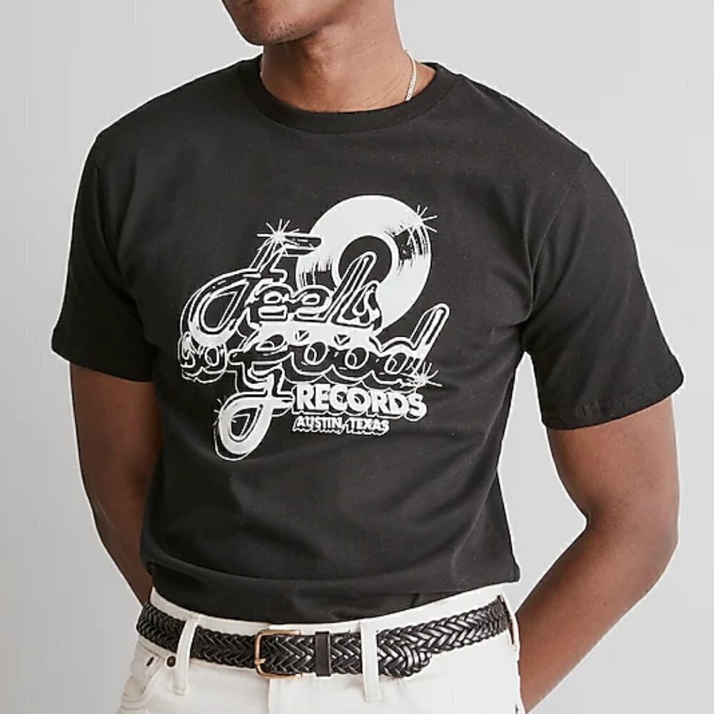 Madewell Men's Feels So Good Logo Graphic Short Sleeves Tee Black Size S NWT